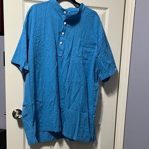 New Men's Bright Blue Casual Button Down Shirt Business Casual Office Summer 4XL